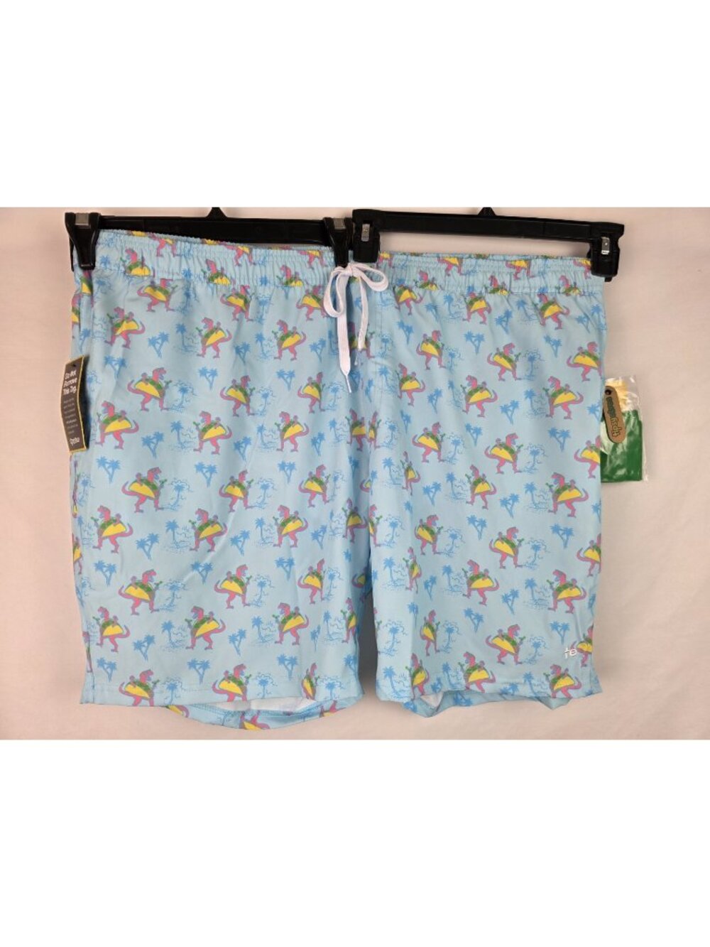 Tipsy Elves Men's Swim Trunks Size 3XL Tacosaurus Taco Dinosaur Swimsuit Shorts